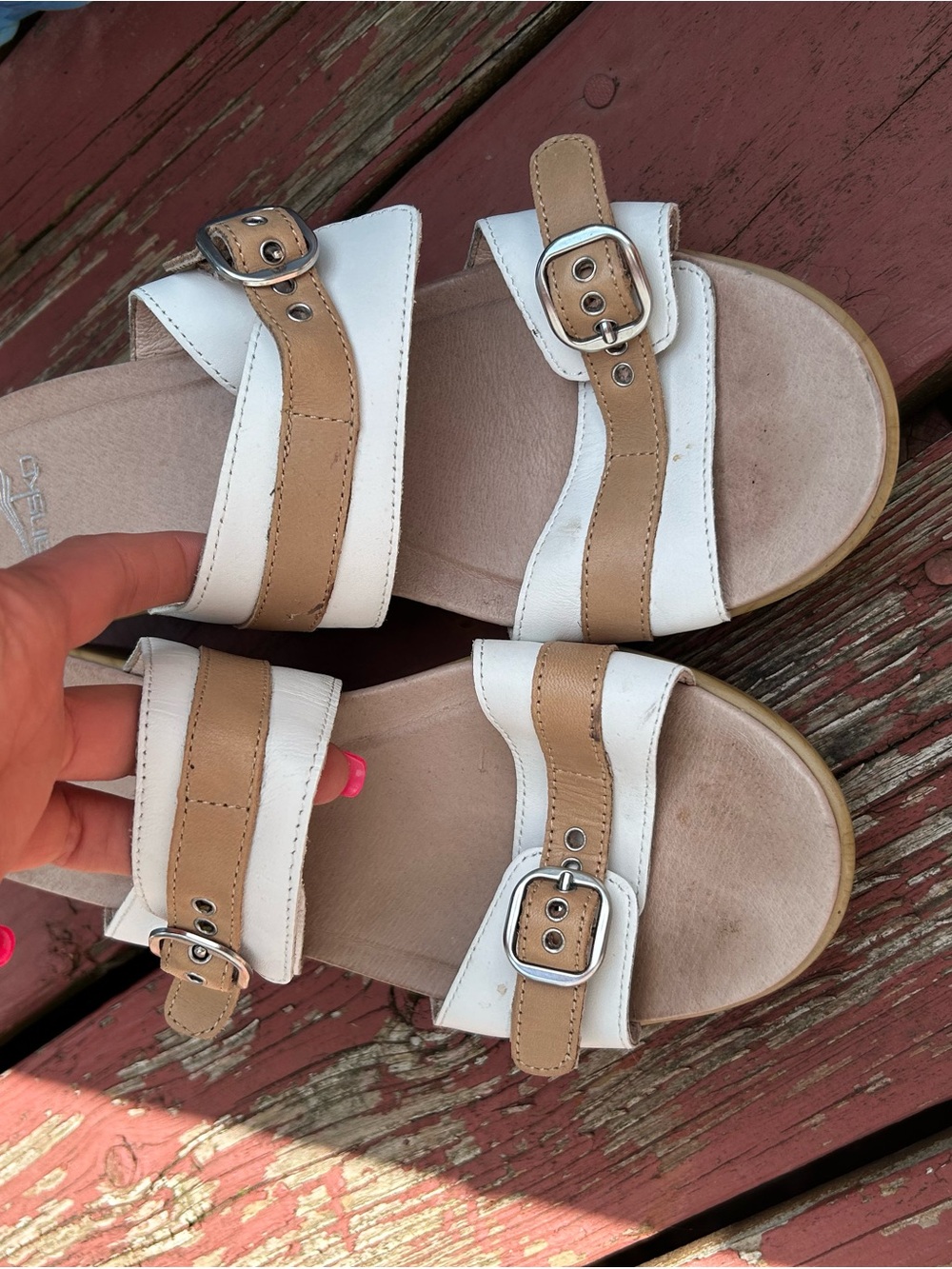 Dansko Tan & Brown Leather Slide Mules with Buckles - Picture 5 of 9